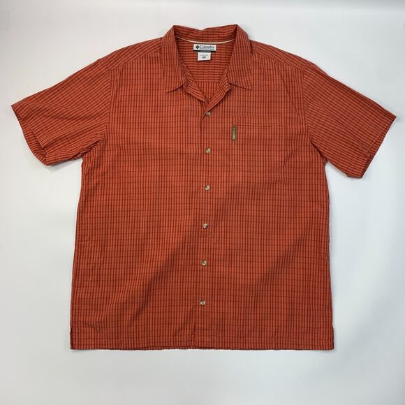 Columbia Shirt Mens XL Extra Large Red Yellow Plaid Cotton Button Up Collared - Picture 2 of 12